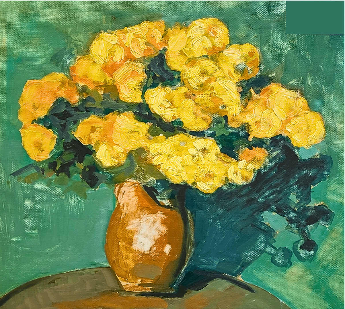 Canvas paining featuring yellow flowers in a vase