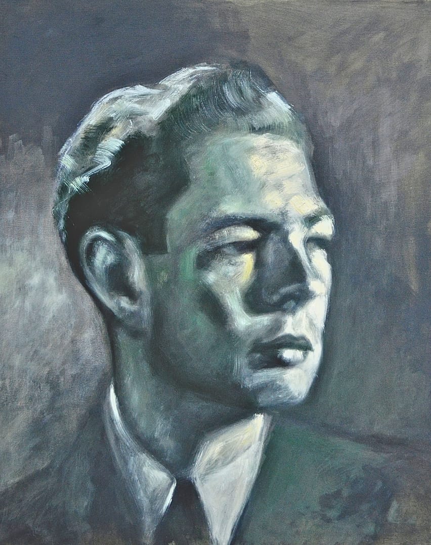 Oil on canvas painting featuring king Mihai of Romania