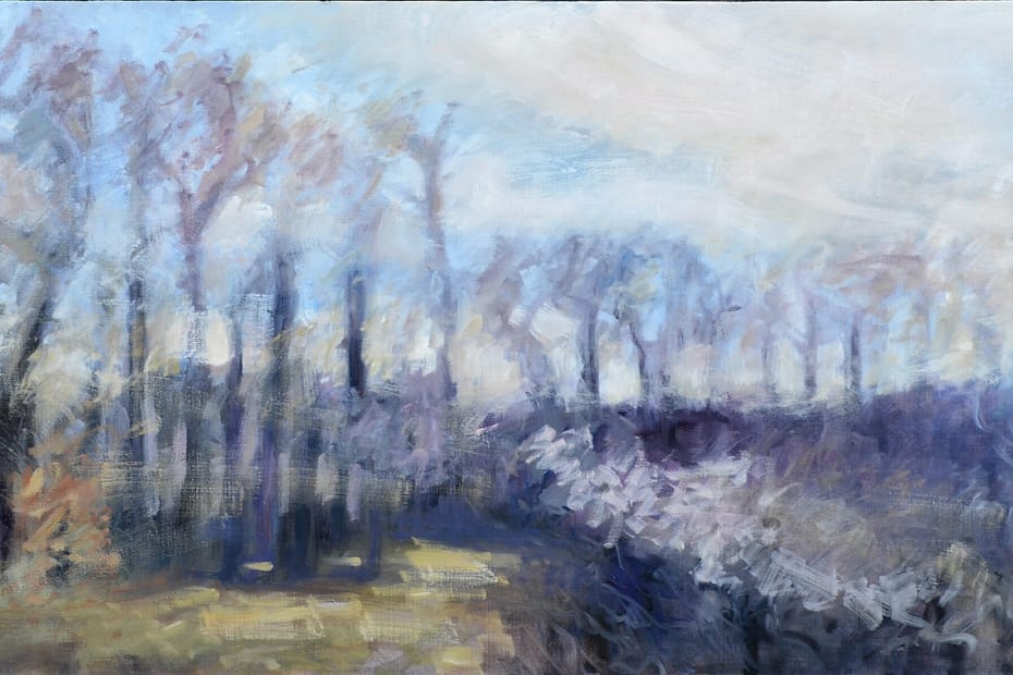 Oil on canvas painting featuring Babadag forest