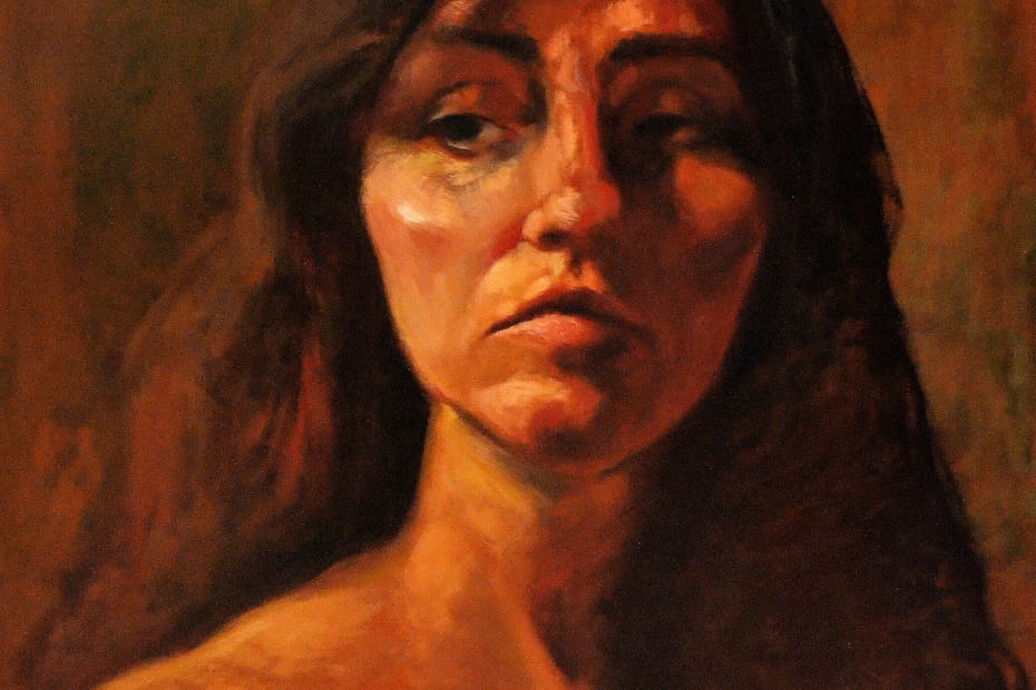 Oil on canvas painting depicting the portret of a young woman