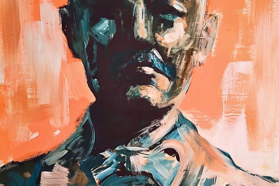 Oil on canvas painting depicting the portret of a man in a suit